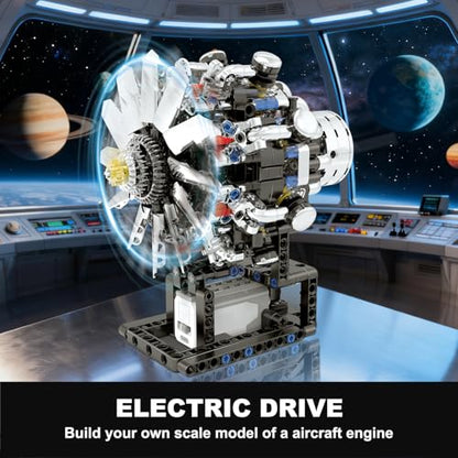 Turbojet Engine Building Set, Aircraft Engine Model kit that Run, Build Your Own Mini Aircraft Model Engine Kit with Motor, STEM Mechanical Physical Science Educational Toys for Kids Adults (558 PCS) - color: Turbojet Engine Building Set