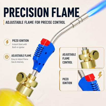 Mapp Gas Torch Head, 360° Rotatable Propane Torch, Welding Torch - color: Blue