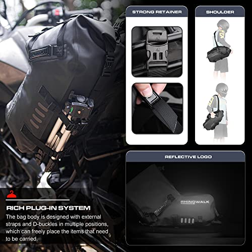 Rhinowalk Motorcycle Saddlebags 18L(9L*2) Waterproof Motorbike Side Bags, Travel Luggage Panniers with Shoulder Strap for Adventure & Sport Motorcycle Racks, 1 Pair - size: 18L Black