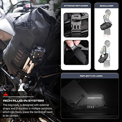 Rhinowalk Motorcycle Saddlebags 18L(9L*2) Waterproof Motorbike Side Bags, Travel Luggage Panniers with Shoulder Strap for Adventure & Sport Motorcycle Racks, 1 Pair - size: 18L Black