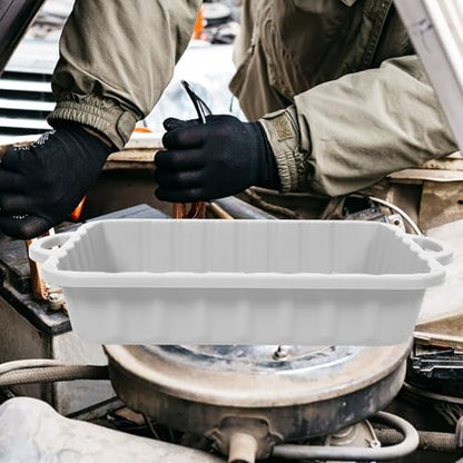 CALLARON 23.5" Car Oil Drain Pan - Heavy Leakproof Oil Collector Pan - color: White