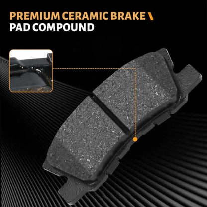 D868 Rear Ceramic Brake Pads Kit Fit For Chrysler 200 2011-2014, For Cirrus 2007-2010, For Sebring 2007-2010, For Dodge Avenger 2008-2014, For Caliber 08-09, For Jeep Compass 07-17 - size: HZ868