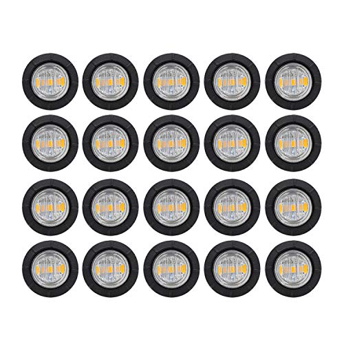 TMH (Pack of 20 3/4 Inch Mount Clear Lens Amber LED Clearance Bullet Marker lights, Side LED marker lights for trailer Truck RV Car Bus Van - color: Clear/Amber