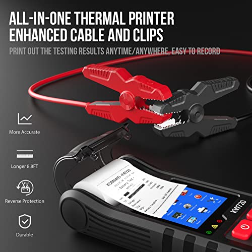 KONNWEI KW720 Car Battery Tester 6V 12V 24V W/Printer, Battery Load Tester Automotive 100-2000CCA Digital Auto Battery Analyzer Alternator Starter Tester for Car Truck Motorcycle(Paper Included) - color: KW720