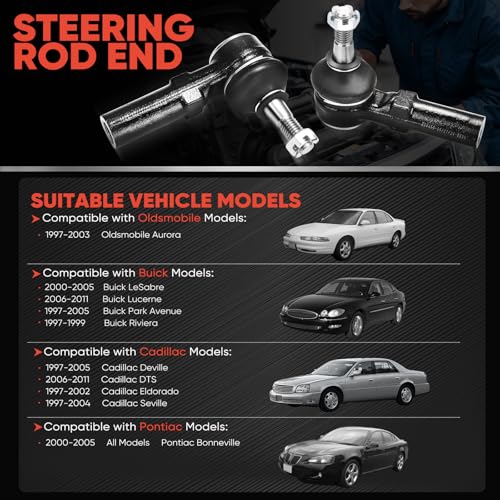 2pc ES3452 Front Outer Tie Rod End Compatible with 2000-2005 Buick LeSabre, 2006-2011 Lucerne, 1997-2005 Cadillac Deville, 2006-201 DTS, 1997-2004 Seville, 2000-2005 Pontiac Bonneville - size: ES3452