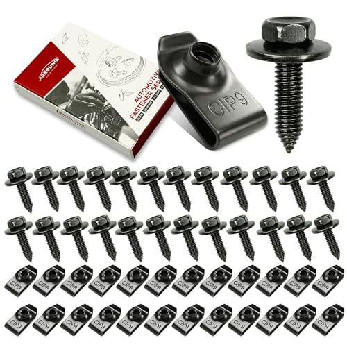 50 Pcs Automotive Body Bolts/Screws & U-Nut Clips Kit, Multipurpose Fender Bolts and Body Fastener Clips for Most Cars, Bumper, Engine Splash Shield, and Fender Liner - style: 50PCS M6x1.0 Screw & U-Nut
