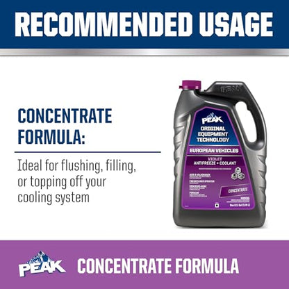 PEAK OET Extended Life Violet Concentrate Antifreeze/Coolant for European Vehicles, 1 Gal. (Pack of 2) - size: Concentrate (Pack of 2)