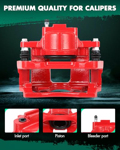 SCITOO 18B5044 18B5045 Front Left & Right Disc Brake Calipers With Bracket - size: Front[18B5044 & 18B5045]Red