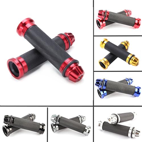Universal 7/8" 22mm Motorcycle Handlebar Grips - Gel Rubber Compatible with Chopper, Cruiser, Street, Dirt Bike - color: Red