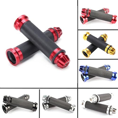 Universal 7/8" 22mm Motorcycle Handlebar Grips - Gel Rubber Compatible with Chopper, Cruiser, Street, Dirt Bike - color: Red