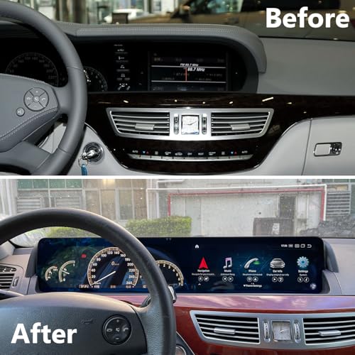 12.3" Android 13 Dual Screen Style Multimedia Blue Anti-Glare HD Screen for Mercedes-Benz 2006-2013 S CL Class W221 W216 NTG 3.0/3.5, Support Carplay Android Auto Mirror Link (8+128GB)
