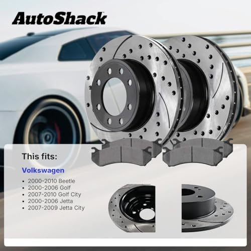AutoShack Front & Rear E-Coated Rotors & Premium Pads for VW Jetta 2006 - style: ShadowGuard & Premium Pad