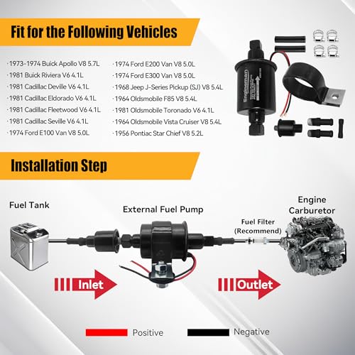 Universal Electric Fuel Pump 12V 5-9 PSI Inline External 5/16 Inch Compatiable with Gas Diesel Marine Carburetor Marine E8012S - size: E8012S 5-9 PSI