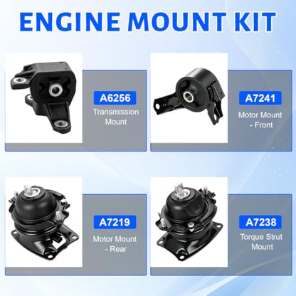 Engine Motor Mount Kit Compatible with 2011-2016 Odyssey 3.5L Touring Elite - size: A4587 A4575EL A65057 A65017EL