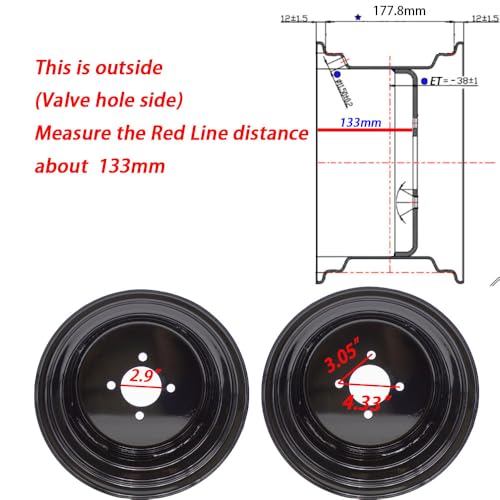 12x7 ATV Rear Rim Wheel 4/110 offset 2+5 for Yamaha Grizzly 350 600