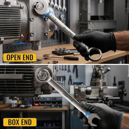 GRENPRO 15/16"-1-1/4" Large SAE Wrench Set, Combination Open End Tool Sets - style: SAE Nickel Wrench Set Large