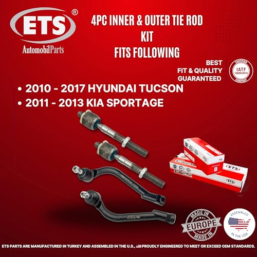 ETS 4Pc Inner Outer Tie Rod End Kit ES800717, ES800718, EV800964 Fits 2010-2017 Hyundai Tucson/fits 2011-2013 Kia Sportage - Made in Türkiye