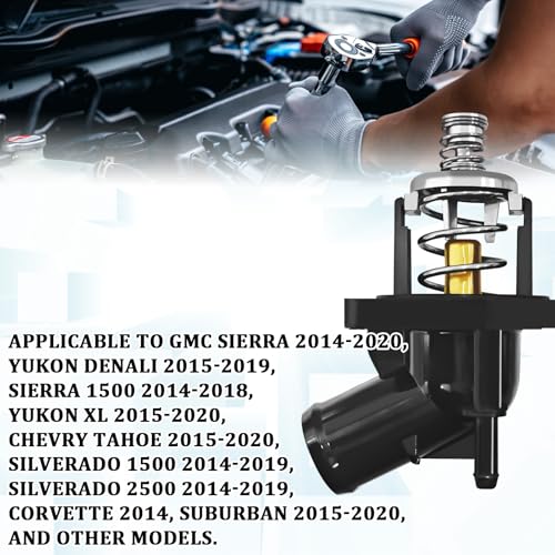 Thermostat Housing Assembly for Car Replace #15-11125 12674639 Compatible with Chevy Silverado 1500 Tahoe Suburban GMC Sierra Yukon Cadillac Escalade 4.3L 5.3L 6.2L Engine Coolant Thermostat