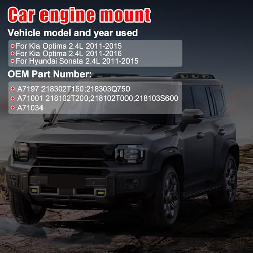 3Pcs Engine Motor Mount Set Compatible with Optima 2011–2015 2.4L - size: A7197