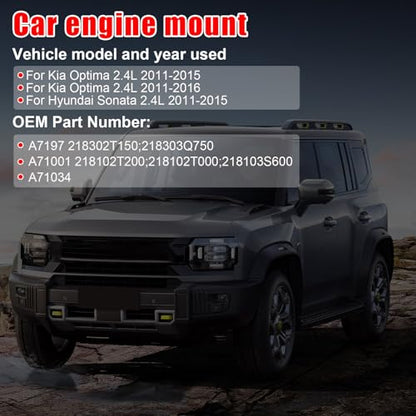 3Pcs Engine Motor Mount Set Compatible with Optima 2011–2015 2.4L - size: A7197