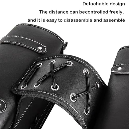 Motorcycle Saddlebags, Scooter Powersports Faux Leather Saddle Bags, Softail Universal Throw Over Sportster Saddlebags for Motorcycles Side Bag Small (10.24 x 4.72 x 8.66 inches)