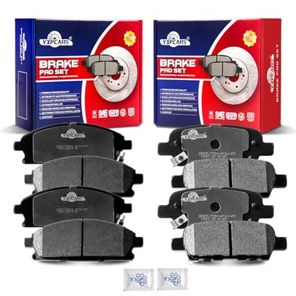Ceramic Disc Brake Pads Set Front and Rear Replacement for Nissan Quest 2004 2005 2006 2007 2008 2009 2011 2012 2013 2014 2015 2016 2017/ X-Trail 2005-2006