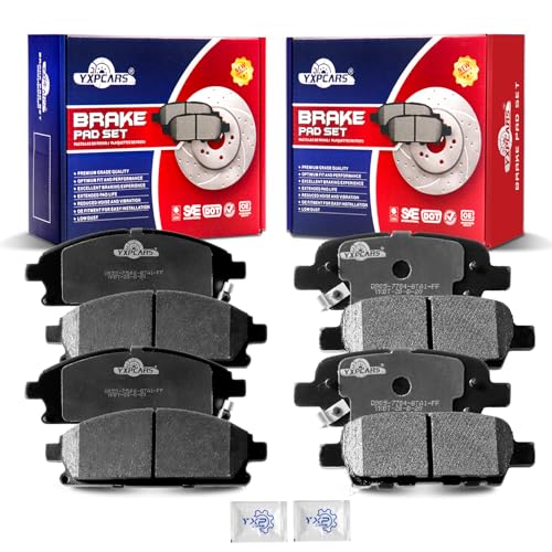 Ceramic Disc Brake Pads Set Front and Rear Replacement for Nissan Quest 2004 2005 2006 2007 2008 2009 2011 2012 2013 2014 2015 2016 2017/ X-Trail 2005-2006