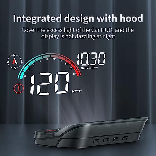 Dyno Racing New GPS Hud Digital Display Gauge Windshield Speedometer Projector Speed,Mileage,Compass,Speed Progress bar, Overspeed Alarm Heads Up Display USB Power