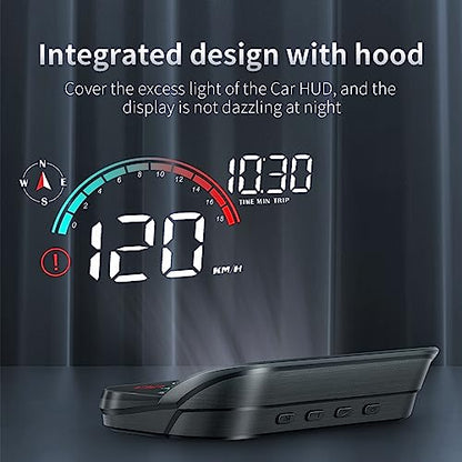 Dyno Racing New GPS Hud Digital Display Gauge Windshield Speedometer Projector Speed,Mileage,Compass,Speed Progress bar, Overspeed Alarm Heads Up Display USB Power
