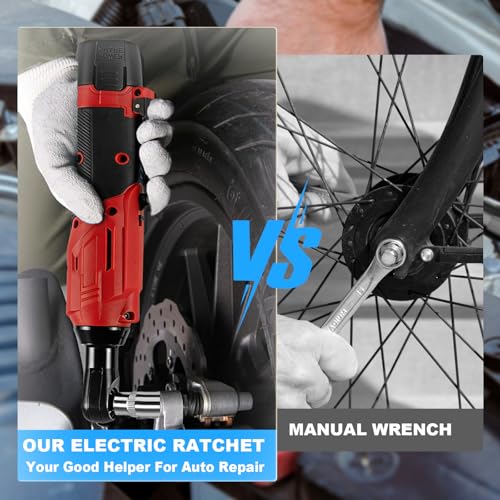 AZZUNO 2026 New Cordless Electric Ratchet Wrench Set, 3/8" 12V Power Ratchet Tool Kit With 2 Packs 2000mAh Lithium-Ion Battery And Charger - color: New Red