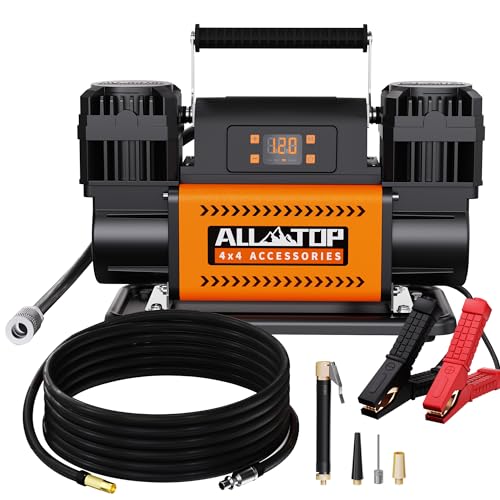 ALL-TOP 12V Air Compressor w/LCD Control Panel to Preset Target Pressure, 150PSI 12.35CFM Air Pump Inflator for Overland (Dual Cylinder) - color: 350 L/Min, Digital Setting Auto-stop