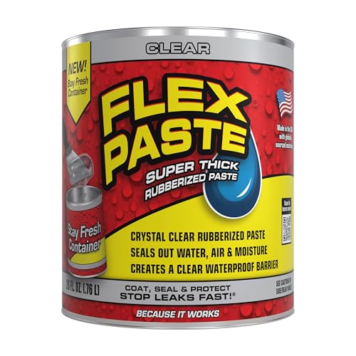 Flex Paste Rubberized Waterproof Sealant Paste, Clear, Quart - size: Quart