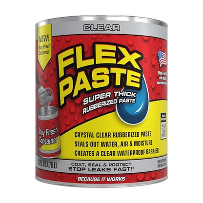 Flex Paste Rubberized Waterproof Sealant Paste, Clear, Quart - size: Quart