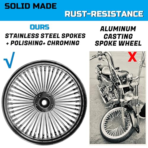 FatFlex 16" Rear Wheel Chrome Fat Spokes 3.5" Rim - color: 16" x 3.5" Chrome+Chrome+Chrome(NON-ABS)