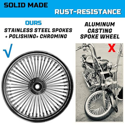 FatFlex 18"×4.25" Wide Rear Wheel Fat Spokes for Harley - style: 18"x4.25", Chrome+Chrome+Chrome(WITH ABS)