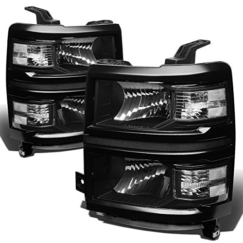 Auto Dynasty Halogen Headlights Assembly for 2014 2015 Chevy Silverado 1500 - color: Black Housing Clear Corner