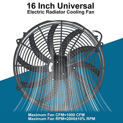 16 Inch Universal Slim Fan Push Pull Electric Radiator Cooling Fan - size: 16inch 120W