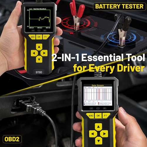 Car OBD2 Scanner Battery Tester 2 in 1 Code Reader Full OBDII Diagnosis 12/24V - color: BT80 2 in 1 Code Reader