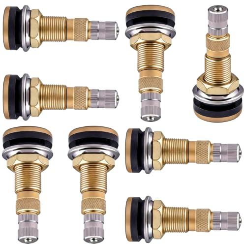 Tubeless Tire Valve Stem TR618A, Clamp-in Brass Air Liquid Valve, Compatible with Tractor Grader Backhoe & Farm Agricultural Industrial Tubeless Tires, 8 Pack - size: TR618A Tire Valve Stem-8PK