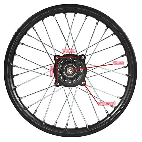 Trkimal Front Wheel Rim Hub for Motocross Off Road Dirt Pit Bike (60/100-14 (12mm Bearing)) - size: 60/100-14 (12mm Bearing)