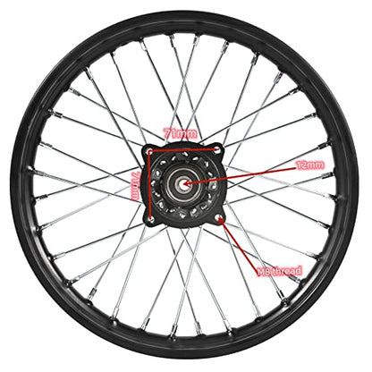 Trkimal Front Wheel Rim Hub for Motocross Off Road Dirt Pit Bike (60/100-14 (12mm Bearing)) - size: 60/100-14 (12mm Bearing)