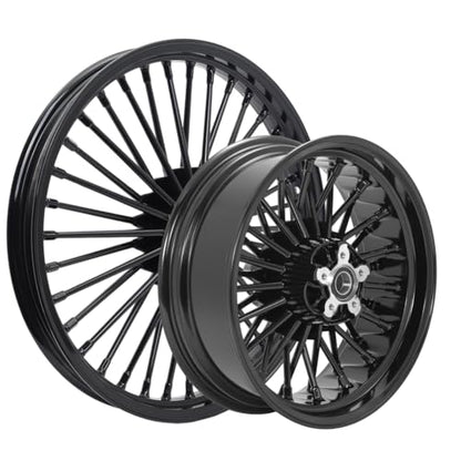 TOFR 21x2.15 16x5.5 Fat Spoke Wheels Black For Harley Dyna FXD FXDB 08-17 - color: 21x2.15 16x5.5 Black, size: Dyna 2008-2017