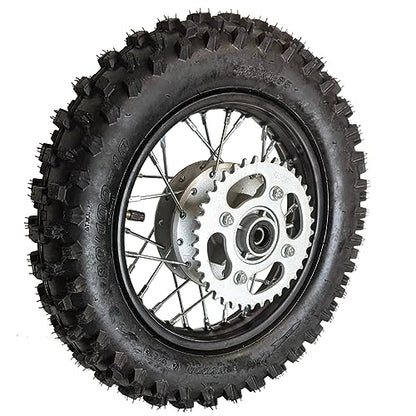 10" Rear Wheel Rim Tire Assembly 12mm Bearing for 50cc 70cc 90cc 110cc Dirt Pit Pro Trail Bike CRF50 DRZ70 PW50 BBR50 TTR50 DRZ50 SSR 3.00-10 80/100-10 1.4x10 (Tire 3.00-10 No Drum Brake) - size: Tire 3.00-10 No Drum Brake