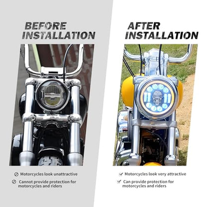Motorcycle 7" Headlight Housing 7 Inch Head Lamp Bucket Fit for Harley Dyna Softail FX Custom Sportster XL (Chrome) - color: Chrome