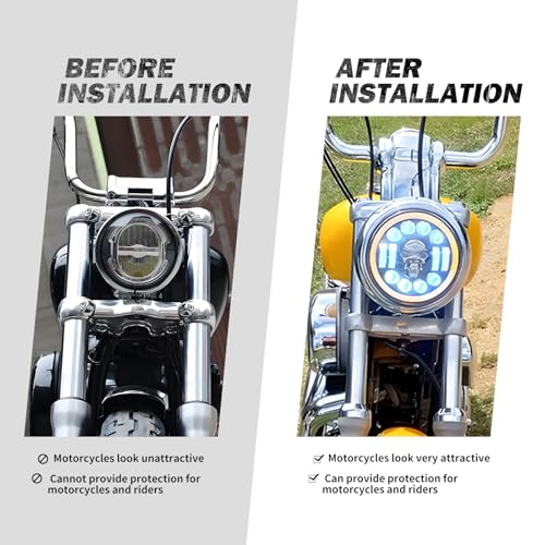 Motorcycle 7" Headlight Housing 7 Inch Head Lamp Bucket Fit for Harley Dyna Softail FX Custom Sportster XL (Chrome) - color: Chrome
