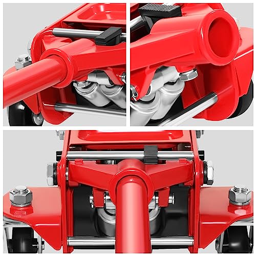 DNA Motoring Low Profile Hydraulic Trolley Service/Floor Jack, 4 Ton (8000 lbs) Capacity, Lifting Range 4.5"-20",Red,TOOLS-00307 - color: Red, style: 4 ton