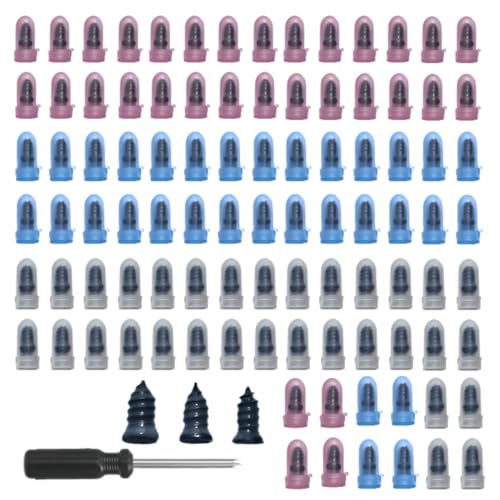 101 PCS Tire Repair Rubber Nail, Vacuum Tire Repair Spiral Rubber Studs Kit, 3 Size Tire Screw Plugs Quick Repairs Tool with Screwdriver, Self-Service Tires Puncture Repairs for Most Cars - size: 100 PCS + Screwdriver