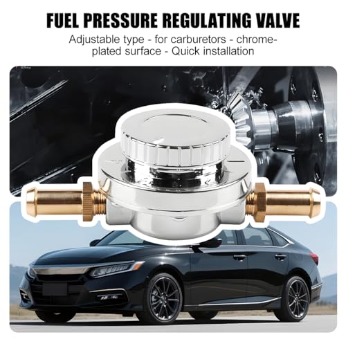 Manual Adjustable Fuel Pressure Regulator, 1-5PSI Carb Fuel Pump Pressure Regulator with 8mm & 10mm Adapter for Carburetor Engine, Auto Gauge Accessories, Universal for Most Vehicles