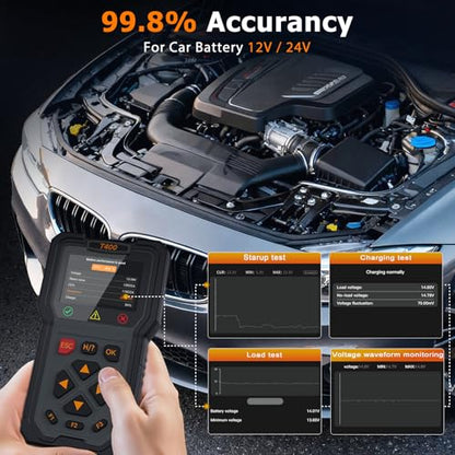 TopDiag T400 4-in-1 OBD2 Scanner Diagnostic Tool, Car Diagnostic Tool, 12V Battery Tester Check Engine Code Reader, Relay Tester, Fuel Injector Tester for Any Vehicle with an OBDII Port - color: T400-BLACK