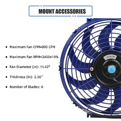 12 Inch Slim Fan Push Pull Electric Radiator Cooling Fan, Blue - color: Blue, size: 12'’